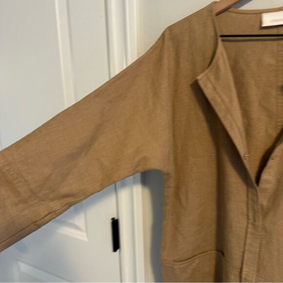 Chico’s Tan Neutral Cotton Linen Long Line Jacket 1 S/M - Picture 11 of 13